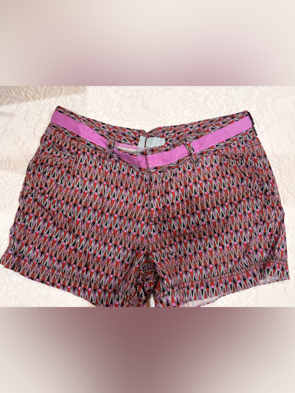 Athleta Pink & Black Geometric High Waist Shorts